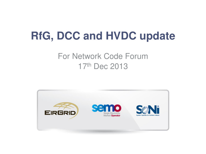 rfg dcc and hvdc update