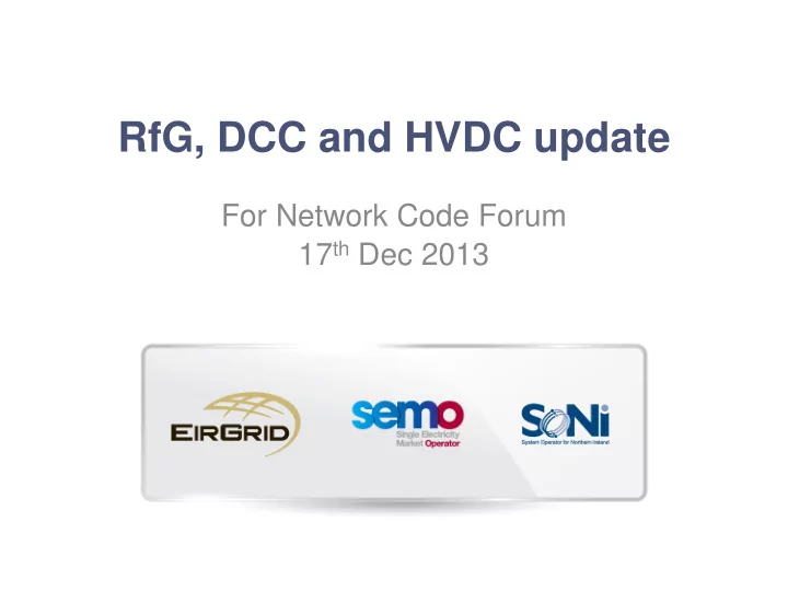 rfg dcc and hvdc update