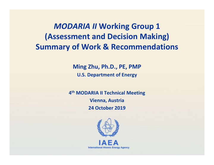 modaria ii working group 1 assessment and decision making