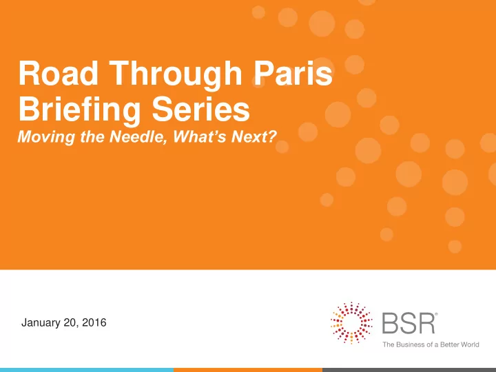 briefing series