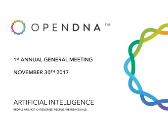 ARTIFICIAL INTELLIGENCE  PEOPLE ARE NOT CATEGORIES. PEOPLE ARE INDIVIDUALS.  Disclaimer Nature of