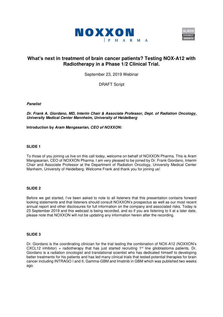 what s next in treatment of brain cancer patients testing