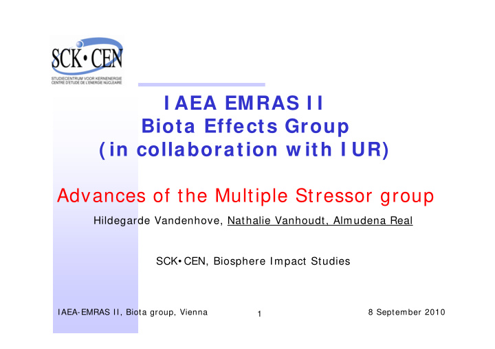 i aea emras i i biota effects group in collaboration w