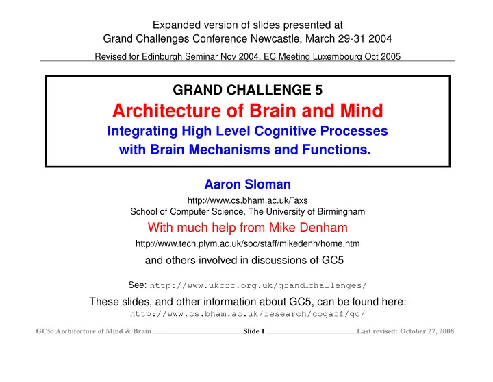 architecture of brain and mind