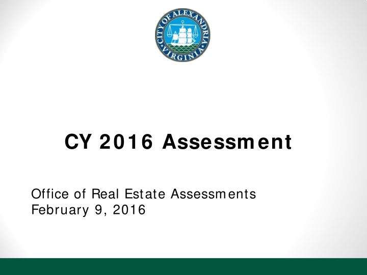 cy 2016 assessment