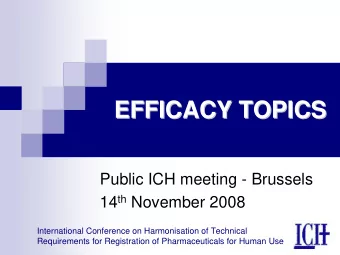EFFICACY TOPICS  EFFICACY TOPICS  Public ICH meeting - Brussels 14 th November 2008  International
