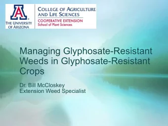Managing Glyphosate-Resistant  Weeds in Glyphosate-Resistant  Crops  Dr. Bill McCloskey  Extension