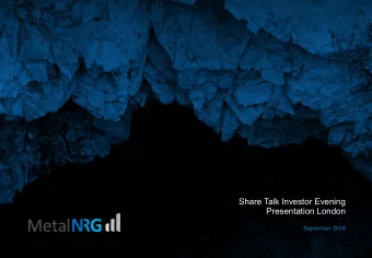Share Talk Investor Evening  Presentation London  September 2019  Disclaimer  THIS PRESENTATION AND