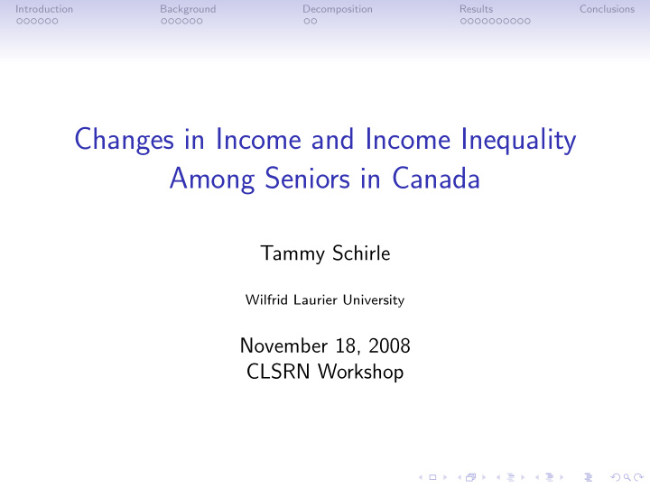 changes in income and income inequality among seniors in