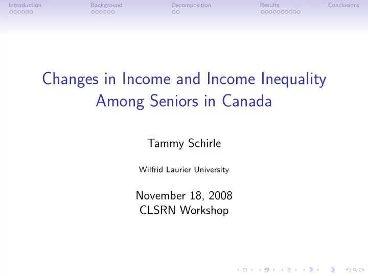 changes in income and income inequality among seniors in
