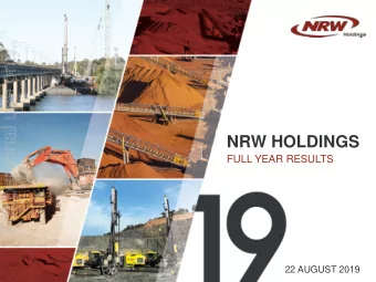 For personal use only  Insert text here  NRW HOLDINGS  FULL YEAR RESULTS  22 AUGUST 2019  INSERT
