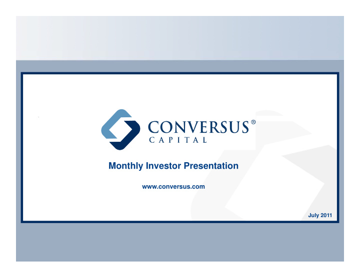monthly investor presentation