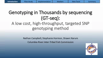 Genotypin  ing in  in Thousands by sequencing  (GT  GT-seq):  A low cost, high-throughput, targeted