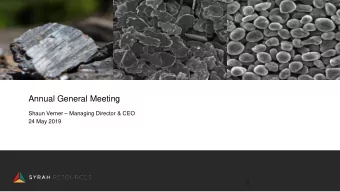 Annual General Meeting Shaun Verner  Managing Director &amp; CEO  24 May 2019  0  Important