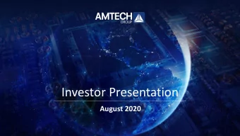 Investor Presentation  August 2020  Safe Harbor Statement This Presentation may contain certain