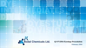 Q3 FY2016 Earnings Presentation  February 2016  Important Notice This presentation contains