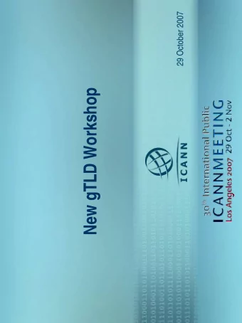 New gTLD Workshop  Introduction   Moderator   Chris Disspain, ccNSO Chair   Workshop