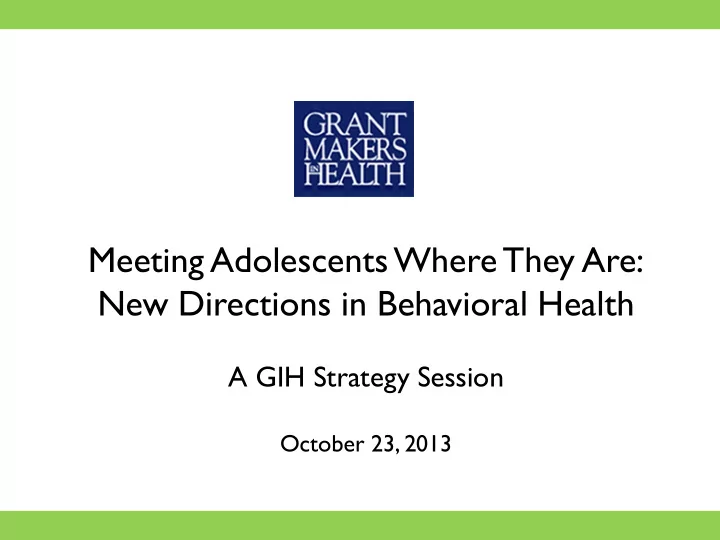 new directions in behavioral health