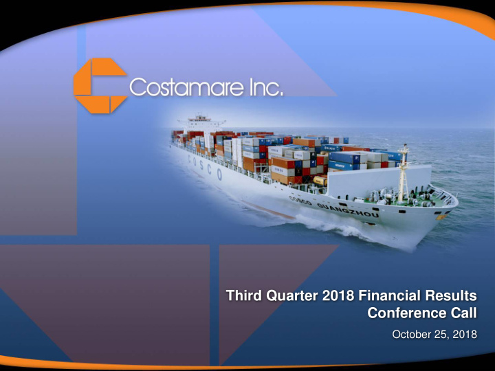 third quarter 2018 financial results conference call