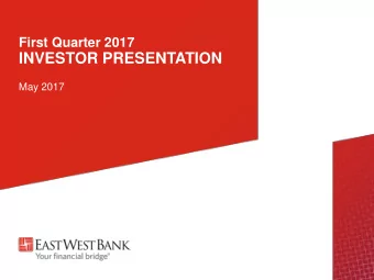INVESTOR PRESENTATION  May 2017  Safe Harbor Statement  This presentation may include
