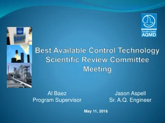 Program Supervisor  Sr. A.Q. Engineer  May 11, 2016  DISCUSSION TOPICS    Welcome &amp;