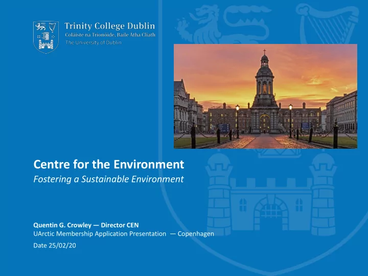 centre for the environment