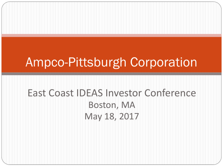 ampco pittsburgh corporation