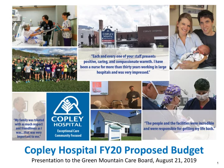 copley hospital fy20 proposed budget