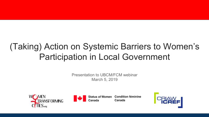 taking action on systemic barriers to women s