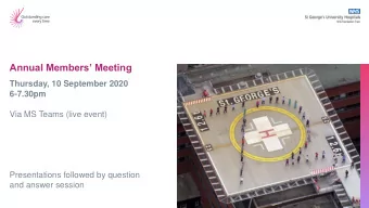 Annual Members Meeting  Thursday, 10 September 2020  6-7.30pm  Via MS Teams (live event)