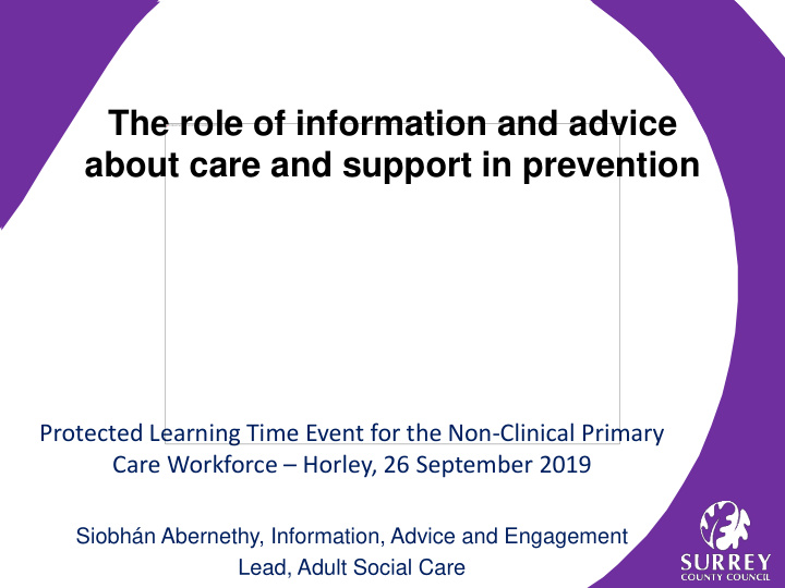about care and support in prevention