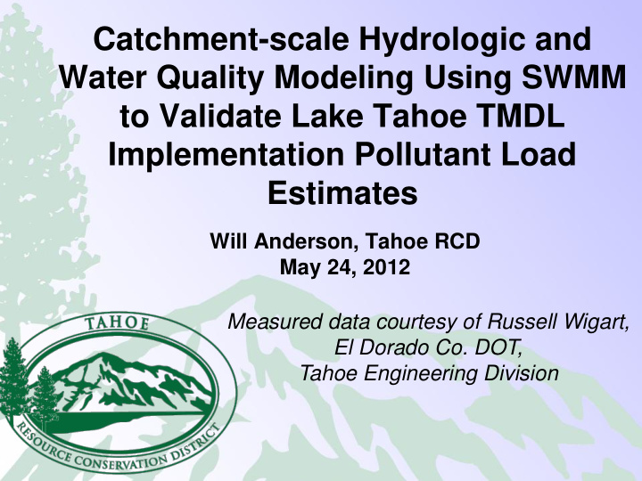 water quality modeling using swmm