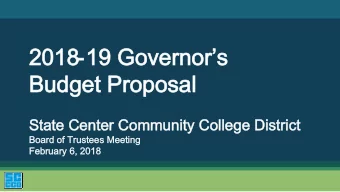 2018  2018-19 Governors  19 Governors  Budget Proposal  Budget Proposal  State Center