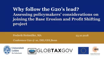 Why follow the G20s lead?  Assessing policymakers considerations on  joining the Base Erosion