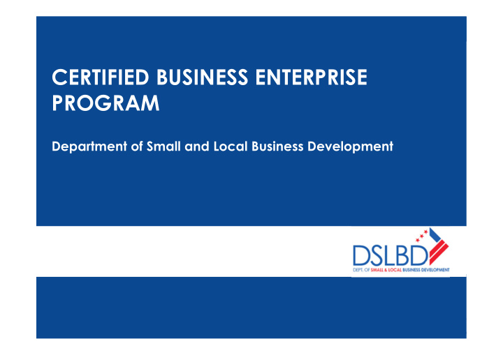 certified business enterprise program