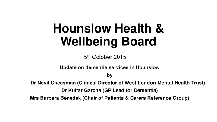 hounslow health wellbeing board 5 th october 2015