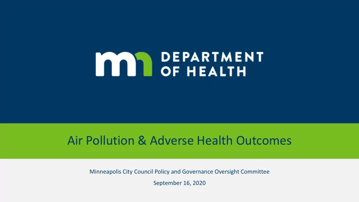 air pollution adverse health outcomes