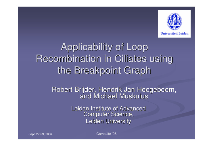 applicability of loop applicability of loop recombination