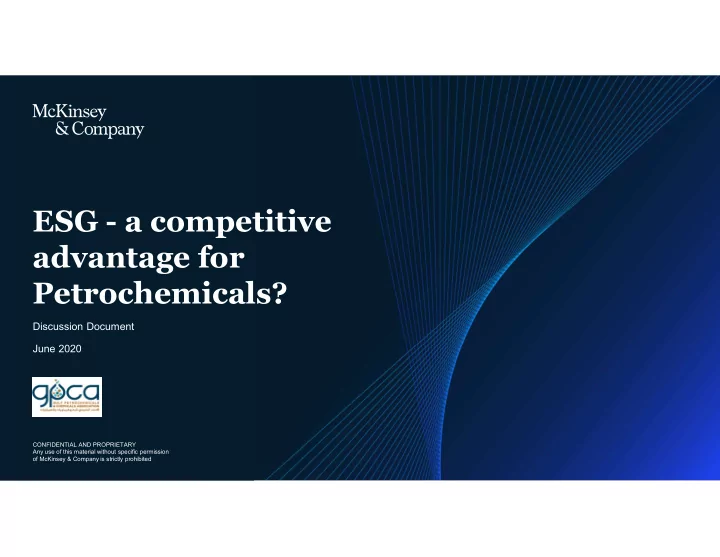 esg a competitive advantage for petrochemicals