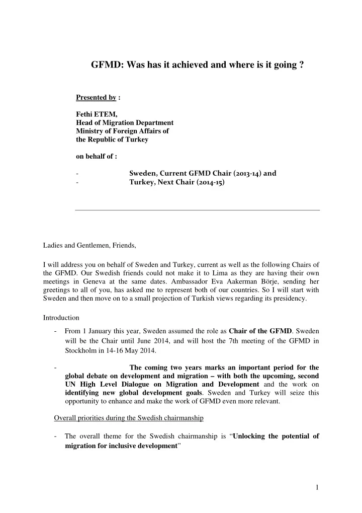 gfmd was has it achieved and where is it going
