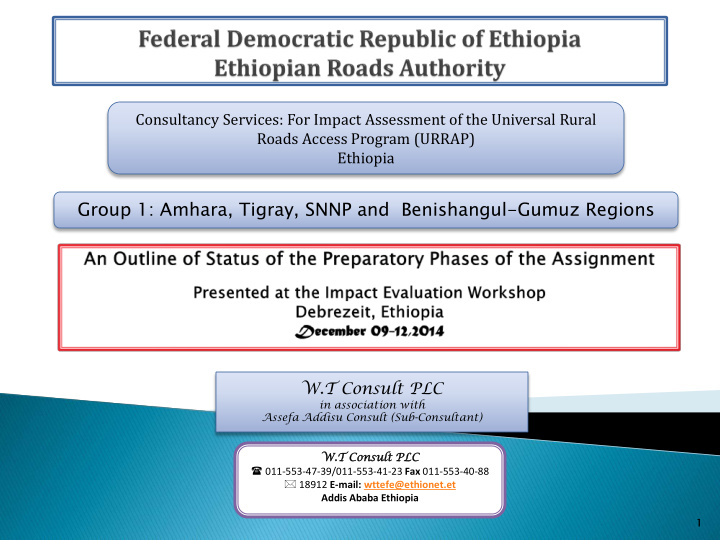 w t consult plc in association with assefa addisu consult