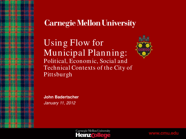 using flow for municipal planning