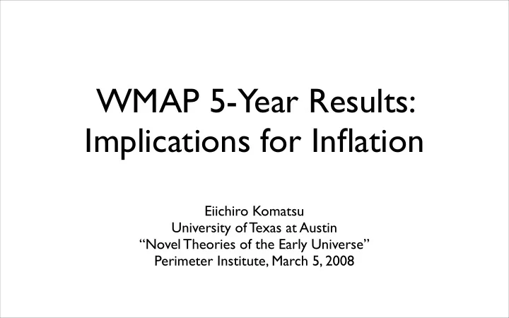 wmap 5 year results implications for inflation
