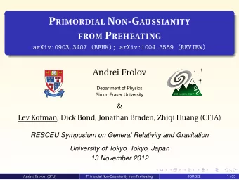 A S IMPLE M ODEL OF I NFLATION ...  Model with potential V (  ) V (  ,  ) =  4  4 + g 2 2