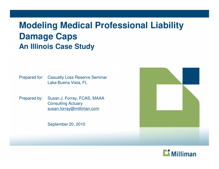 modeling medical professional liability damage caps