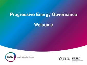 Progressive Energy Governance  Welcome  Introduction to IGov Progressive  Energy Governance