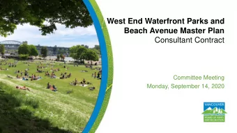 Beach Avenue Master Plan  Consultant Contract  Committee Meeting  Monday, September 14, 2020