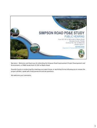 SIMPSON ROAD PD&amp;E STUDY  PUBLIC HEARING  from US 192 to 560 south of Myers Road  Osceola
