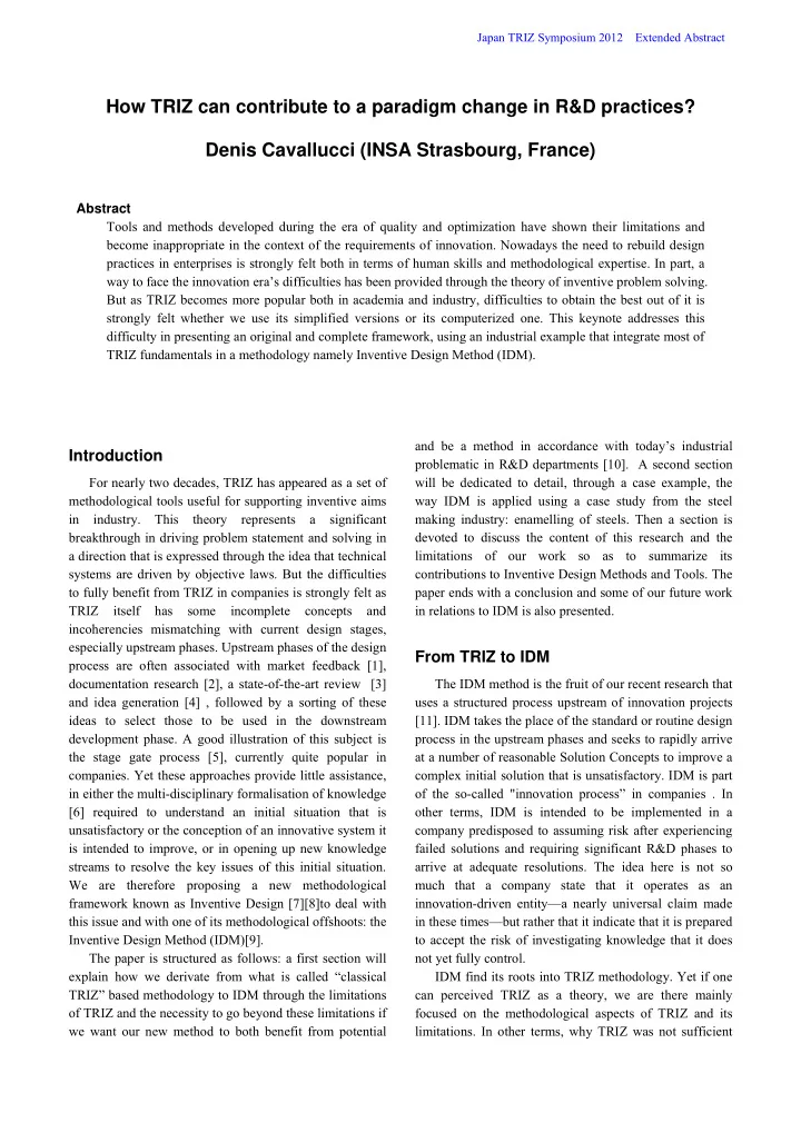 how triz can contribute to a paradigm change in r d