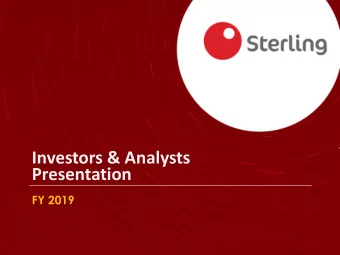 Investors &amp; Analysts  Presentation  FY 2019  Disclaimer  This presentation has been prepared